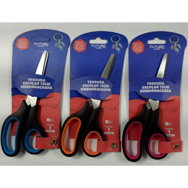 Tesoura Escolar 13cm Inox Soft Cabo Emborrachado - Imagem 2