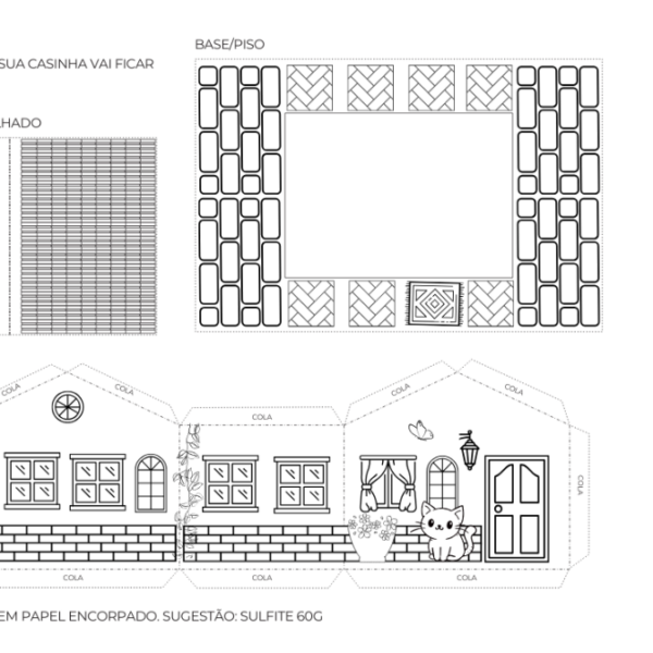 Casa 3D - para colorir, recortar e montar - Imagem 3