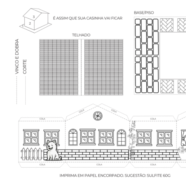 Casa 3D - para colorir, recortar e montar - Imagem 2