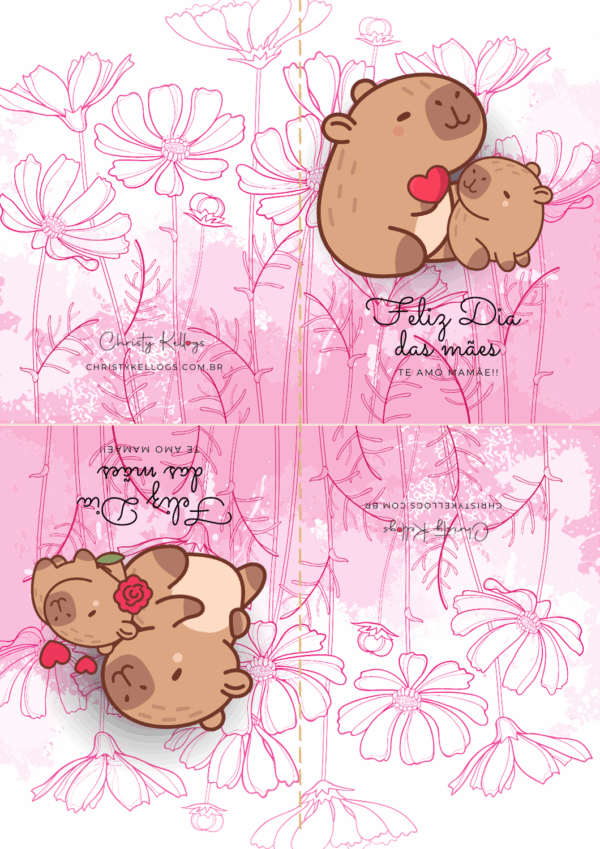 Cartão de dia das mães - Capivara - Imagem 3