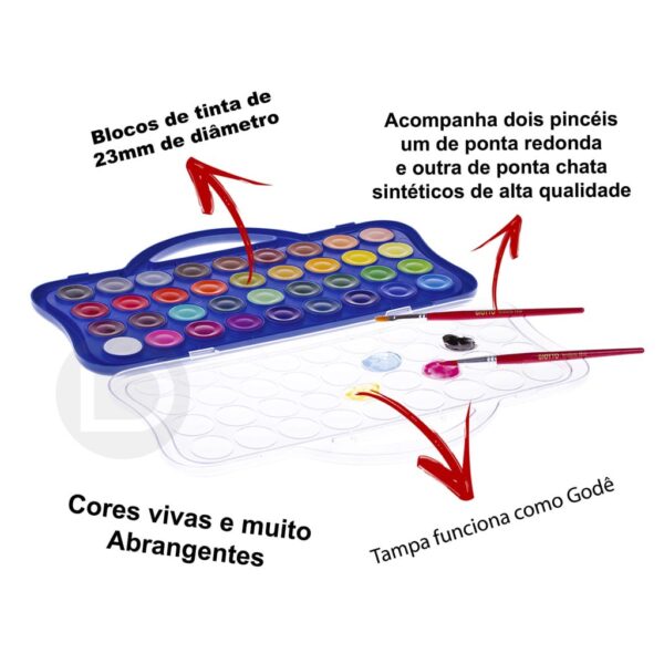 Aquarela pastilhas mini Giotto 36 cores - Imagem 2