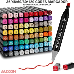 Caneta Marcadora de Ponta Dupla 60 Cores
